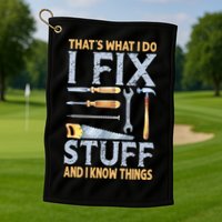 That's What I Do I Fix Stuff And I Know Things Funny Saying Golf Towel