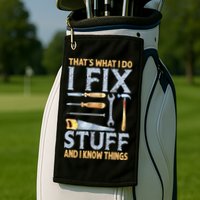 That's What I Do I Fix Stuff And I Know Things Funny Saying Golf Towel
