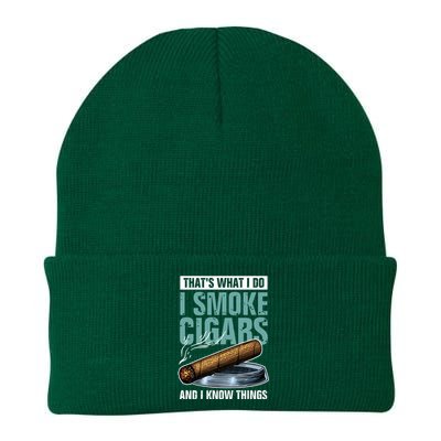 Thats What I Do I Smoke Cigars And I Know Things Knit Cap Winter Beanie