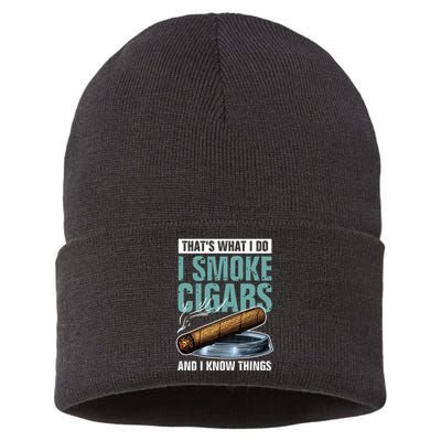 Thats What I Do I Smoke Cigars And I Know Things Sustainable Knit Beanie