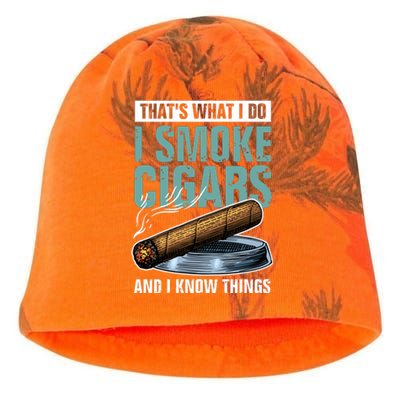 Thats What I Do I Smoke Cigars And I Know Things Kati - Camo Knit Beanie