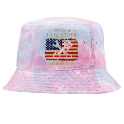 Thats What I Do I Fix Stuff And I Know Things Funny Quote Tie-Dyed Bucket Hat