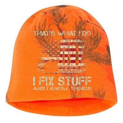 Thats What I Do I Fix Stuff And I Know Things American Flag Kati - Camo Knit Beanie