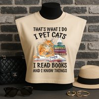 That's What I Do I Pet Cats I Read Books And I Know Things Garment-Dyed Women's Muscle Tee