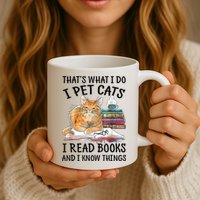 That's What I Do I Pet Cats I Read Books And I Know Things Mug