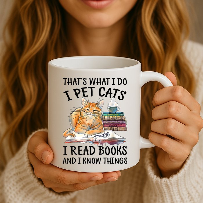 That's What I Do I Pet Cats I Read Books And I Know Things Mug