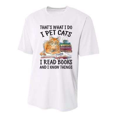 That's What I Do I Pet Cats I Read Books And I Know Things Youth Performance Sprint T-Shirt