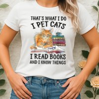 That's What I Do I Pet Cats I Read Books And I Know Things Womens T-Shirt