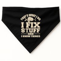 That's What I Do I Fix Stuff And I Know Things Funny Saying USA-Made Doggie Bandana