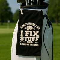 That's What I Do I Fix Stuff And I Know Things Funny Saying Golf Towel