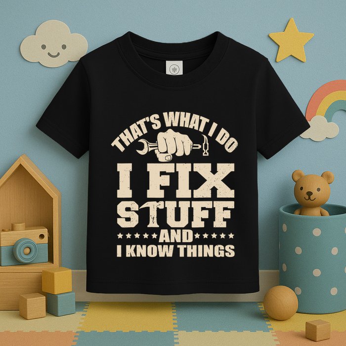 That's What I Do I Fix Stuff And I Know Things Funny Saying Toddler T-Shirt