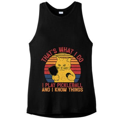ThatS What I Do Cat Lovers Paddleball Player Pickleball Ladies PosiCharge Tri-Blend Wicking Tank