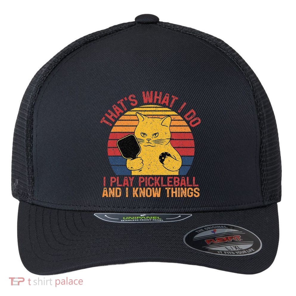 ThatS What I Do Cat Lovers Paddleball Player Pickleball Flexfit Unipanel Trucker Cap
