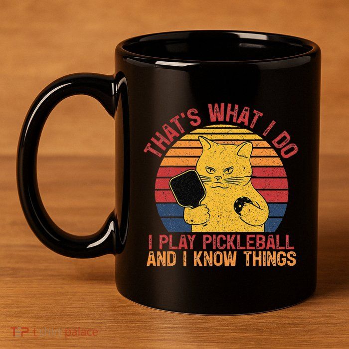 ThatS What I Do Cat Lovers Paddleball Player Pickleball 11oz C Handle Ceramic Mug