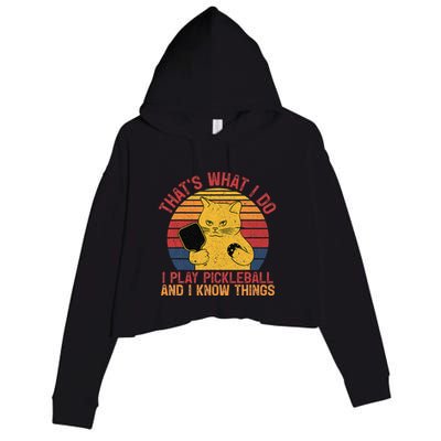 ThatS What I Do Cat Lovers Paddleball Player Pickleball Crop Fleece Hoodie