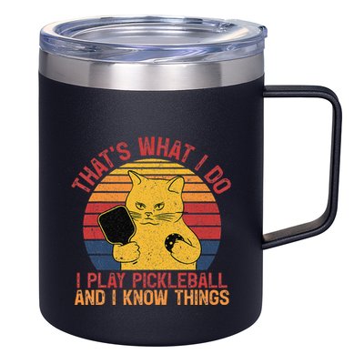 ThatS What I Do Cat Lovers Paddleball Player Pickleball 12oz Stainless Steel Coffee Mug