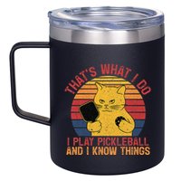 ThatS What I Do Cat Lovers Paddleball Player Pickleball 12oz Stainless Steel Coffee Mug