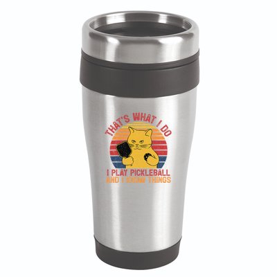 ThatS What I Do Cat Lovers Paddleball Player Pickleball 16oz Travel Tumbler
