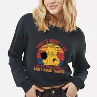 ThatS What I Do Cat Lovers Paddleball Player Pickleball Cropped Pullover Crew