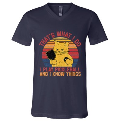 ThatS What I Do Cat Lovers Paddleball Player Pickleball V-Neck T-Shirt