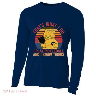ThatS What I Do Cat Lovers Paddleball Player Pickleball Cooling Performance Long Sleeve Crew