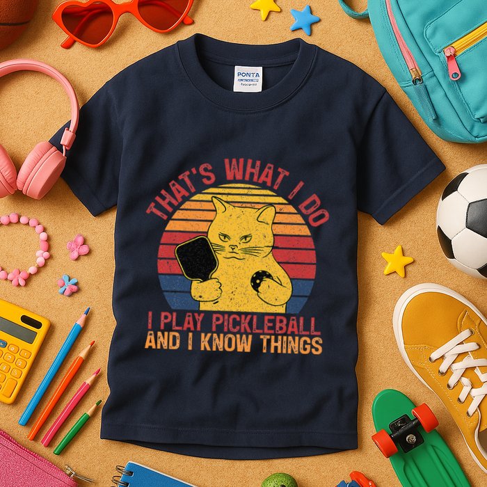 ThatS What I Do Cat Lovers Paddleball Player Pickleball Kids T-Shirt