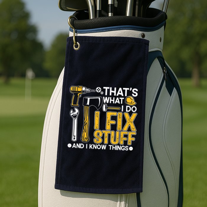 Thats What I Do I Fix Stuff And I Know Things Golf Towel