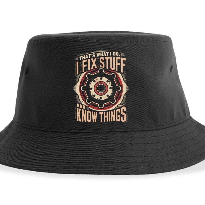 ThatS What I Do I Fix Stuff Vintage Mechanic Graphic Sustainable Bucket Hat