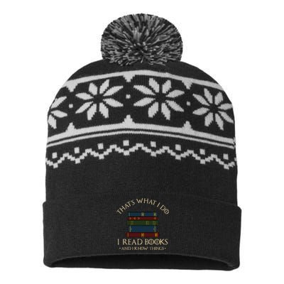 ThatS What I Do I Read Books And I Know Things Reading USA-Made Snowflake Beanie