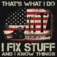 That's What I Do I Fix Stuff And I Know Things American Flag Ladies PosiCharge Tri-Blend Wicking Tank