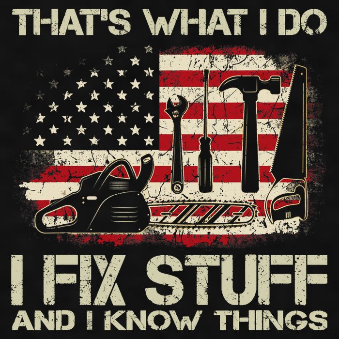 That's What I Do I Fix Stuff And I Know Things American Flag Ladies PosiCharge Tri-Blend Wicking Tank