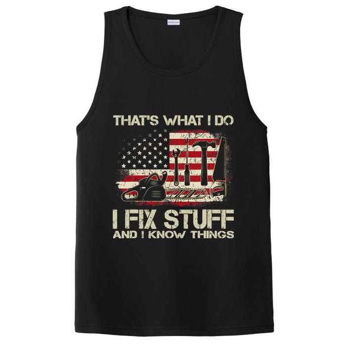That's What I Do I Fix Stuff And I Know Things American Flag PosiCharge Competitor Tank