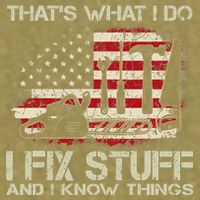 That's What I Do I Fix Stuff And I Know Things American Flag Garment-Dyed Women's Muscle Tee