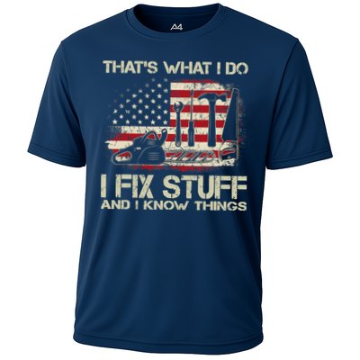 That's What I Do I Fix Stuff And I Know Things American Flag Performance Shirt