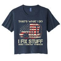 That's What I Do I Fix Stuff And I Know Things American Flag Crop Top