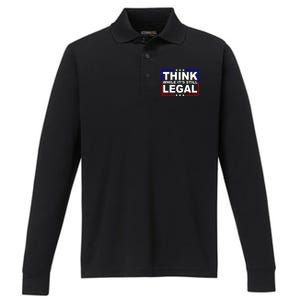 Think While It's Still Legal Logo Performance Long Sleeve Polo