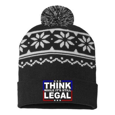 Think While It's Still Legal Logo USA-Made Snowflake Beanie