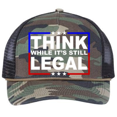 Think While It's Still Legal Logo Retro Rope Trucker Hat Cap