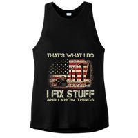 That's What I Do I Fix Stuff And I Know Things American Flag Ladies PosiCharge Tri-Blend Wicking Tank