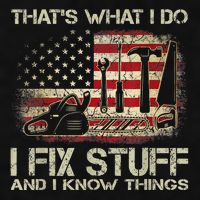 That's What I Do I Fix Stuff And I Know Things American Flag Ladies PosiCharge Tri-Blend Wicking Tank