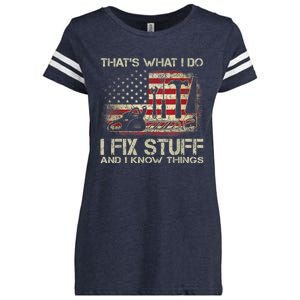 That's What I Do I Fix Stuff And I Know Things American Flag Enza Ladies Jersey Football T-Shirt