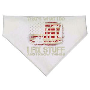 That's What I Do I Fix Stuff And I Know Things American Flag USA-Made Doggie Bandana