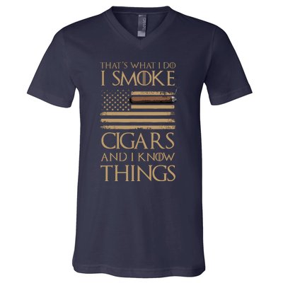 ThatS What I Do I Smoke Cigars And I Know Things V-Neck T-Shirt