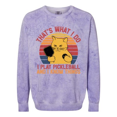 ThatS What I Do Cat Lovers Paddleball Player Pickleball Gift Colorblast Crewneck Sweatshirt