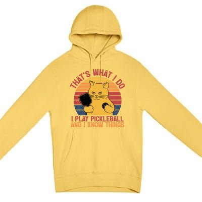 ThatS What I Do Cat Lovers Paddleball Player Pickleball Gift Premium Pullover Hoodie