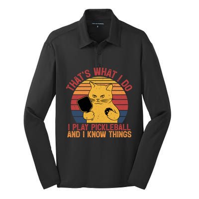 ThatS What I Do Cat Lovers Paddleball Player Pickleball Gift Silk Touch Performance Long Sleeve Polo