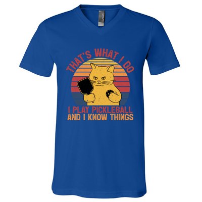 ThatS What I Do Cat Lovers Paddleball Player Pickleball Gift V-Neck T-Shirt