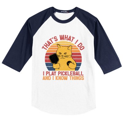 ThatS What I Do Cat Lovers Paddleball Player Pickleball Gift Baseball Sleeve Shirt