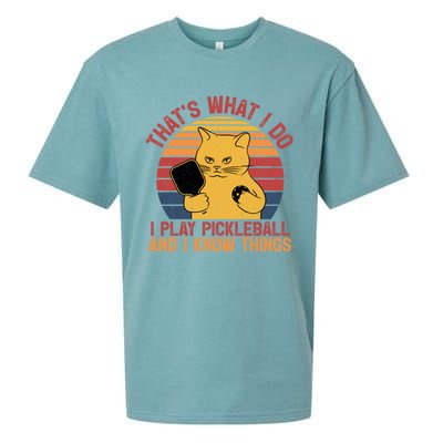 ThatS What I Do Cat Lovers Paddleball Player Pickleball Gift Sueded Cloud Jersey T-Shirt