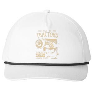 Thats What I Do I Ride Tractors Funny Farmer Cowboy Gift Snapback Five-Panel Rope Hat